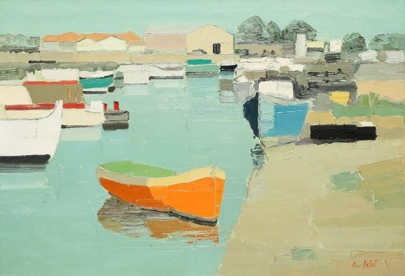 Pierre PALUE (né en 1920)
Port Huile sur toile. Signée en bas à droite. H: 65 x 92 cm