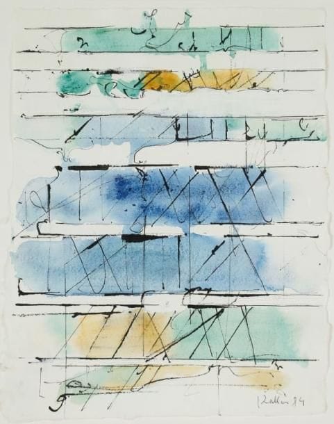 Paul KALLOS (hongrois) (1928 - 2001)
Sans titre, 1984 Encre, aquarelle et gouache. Signée et datée 84 en bas à droite. H: 27. 50 x 21. 50 cm