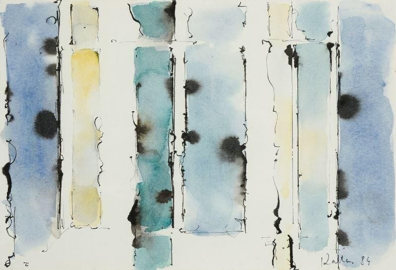 Paul KALLOS (hongrois) (1928 - 2001)
Sans titre, 1984 Encre et aquarelle. Signée et datée 84 en bas à droite. H: 16 x 24 cm