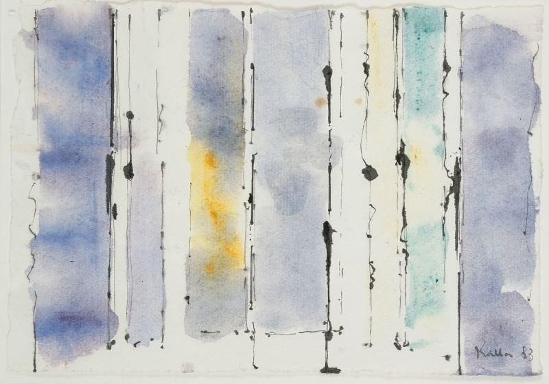 Paul KALLOS (hongrois) (1928 - 2001)
Sans titre, 1989 Encre, aquarelle et gouache. Signée et datée 89 en bas à droite. H: 22. 50 x 20. 50 cm