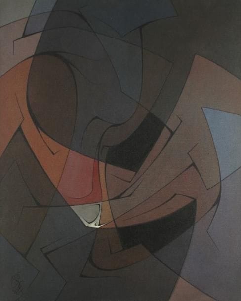 Joachim FERRER (cubain) (né en 1929)
La lumière en otage, 1989 Huile sur toile. Signée en bas à gauche. Signée, datée Octobre 1989 et titrée au dos. H: 81 x 65 cm