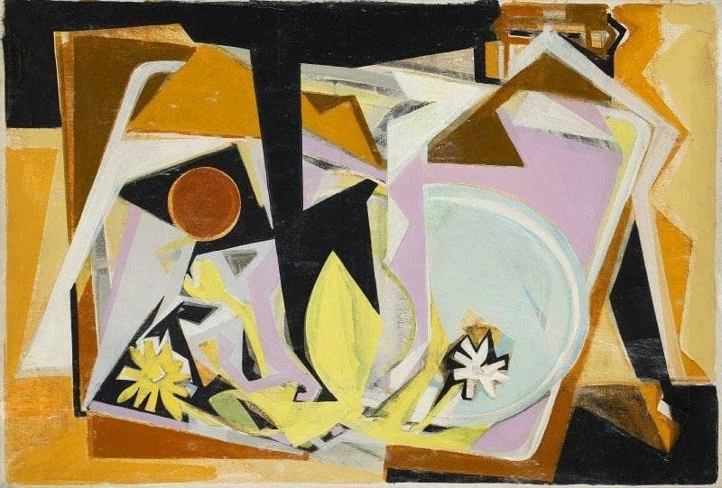 Gudmund OLSEN [norvégien] (1913-1985)
Prix des vikings, 1951 Huile sur toile. Signée, titrée et datée au dos. H: 50 x 73 cm