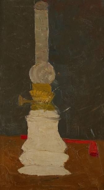 Bernard RANCILLAC (né en 1931)
La lampe à Pétrole, 1958 Huile sur toile. Signée et datée au dos. Dédicacée "à J. A. Gruber" au dos. H: 34 x 60 cm. Commentaire: Un certificat de Bernard Rancillac sera remis à l'acquereur.