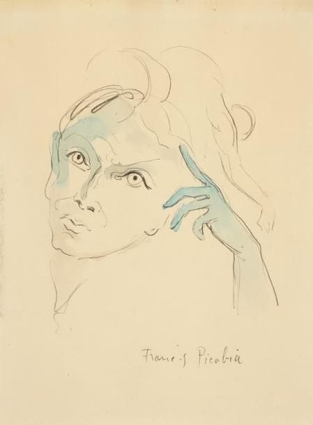 Francis PICABIA (1879-1953)
Tête de jeune fille Mine de plomb rehaussée à l'aquarelle. Signée en bas à droite (traces d'adhésif sur les côtés). H: 18 x 24 cm Provenance: Vente Loudmer-Poulain, le 25 octobre 1976 Collection Bernard Morlino