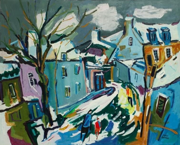 Marc BOUTEAU (né en 1935)
L'hiver en Bretagne, vers 1983 Huile sur toile. Signée en bas à droite. Signée au dos. 81 x 100 cm