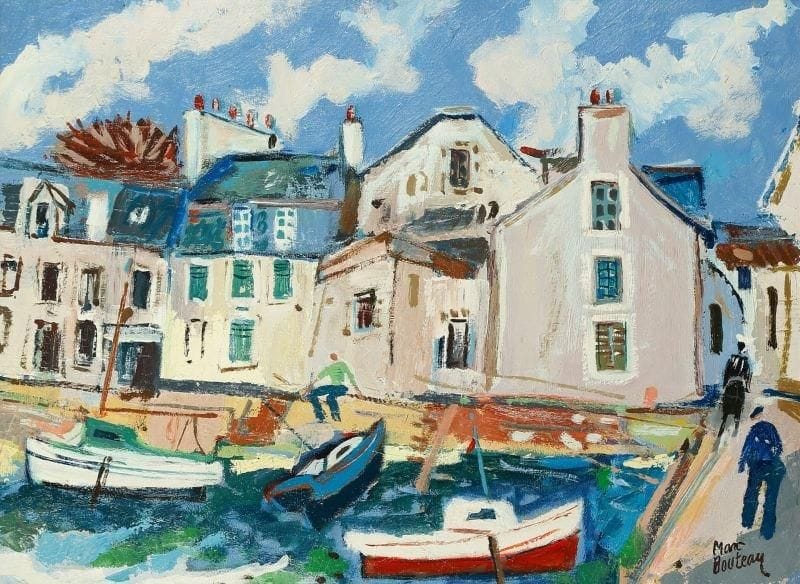 Marc BOUTEAU (né en 1935)
Port-Louis, vers 1970 Huile sur toile. Signée en bas à droite. Signée au dos. 46 x 60 cm