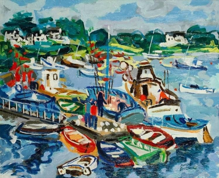 Marc BOUTEAU (né en 1935)
La Baspoulau, vers 1985 Huile sur toile. Signée en bas à droite. Signée au dos. 54 x 65 cm