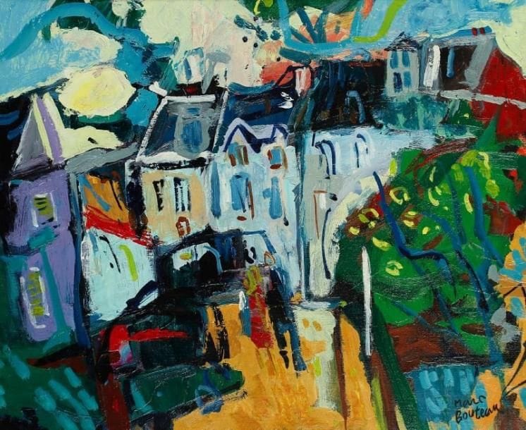 Marc BOUTEAU (né en 1935)
Vieille rue à Pont-Aven, vers 1986 Huile sur toile. Signée en bas à droite. Signée au dos. 46 x 55 cm