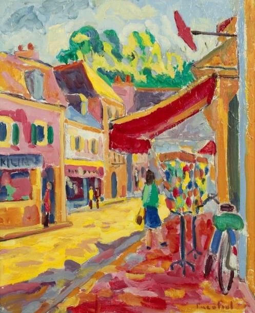 PACO FIOL (né en 1939)
Jour de marché, vers 1975 Huile sur toile. Signée en bas à droite. 65 x 54 cm