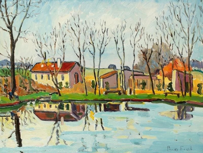 PACO FIOL (né en 1939)
Lac en Bourgogne, vers 1978 Huile sur toile. Signée en bas à droite. 50 x 65 cm