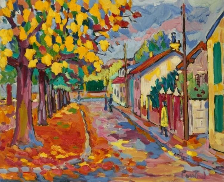 PACO FIOL (né en 1939)
Promenade, vers 1978 Huile sur toile. Signée en bas à droite. 50 x 61 cm