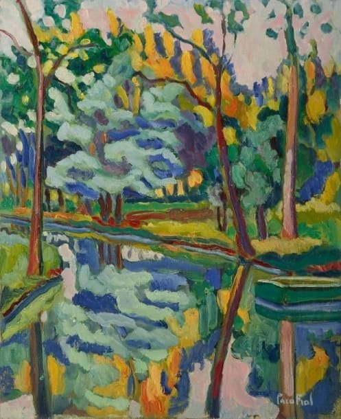 PACO FIOL (né en 1939)
Bords de Marne, vers 1978 Huile sur toile. Signée en bas à droite. 61 x 50 cm