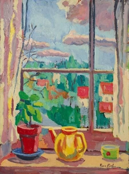 PACO FIOL (né en 1939)
La plante verte, vers 1978 Huile sur toile. Signée en bas à droite. 81 x 60 cm