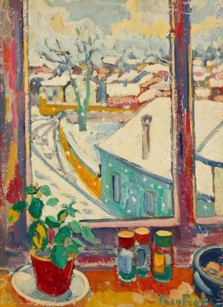 PACO FIOL (né en 1939)
Un dimanche en hiver, vers 1979 Huile sur toile. Signée en bas à droite. (usures) 61 x 46 cm