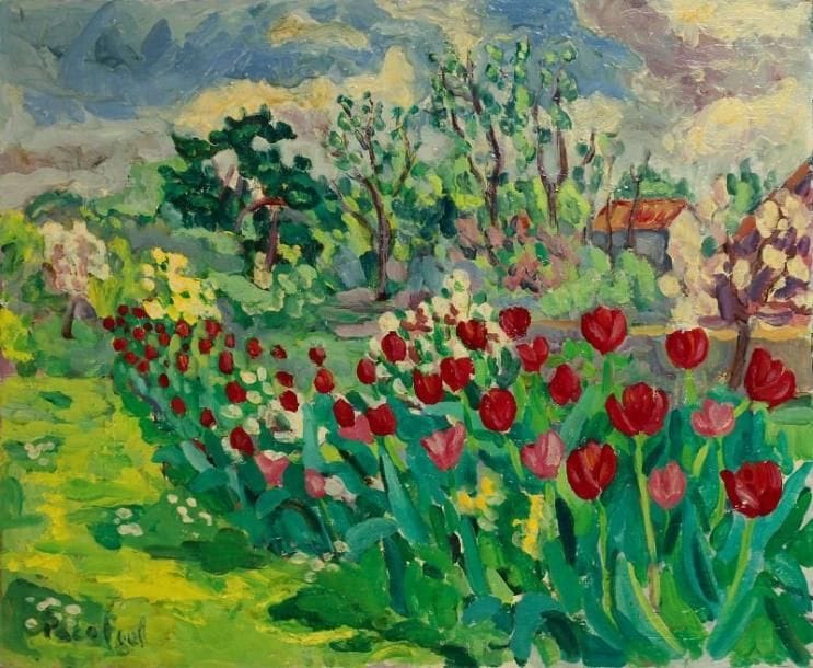 PACO FIOL (né en 1939)
Les tulipes, vers 1979 Huile sur toile. Signée en bas à gauche. 60 x 73 cm