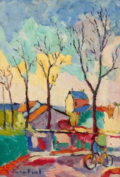 PACO FIOL (né en 1939)
Les grands arbres, vers 1980 Huile sur toile. Signée en bas à gauche. 55 x 38 cm