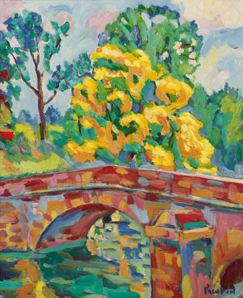 PACO FIOL (né en 1939)
Le bord de Marne, vers 1980 Huile sur toile. Signée en bas à droite. 65 x 54 cm