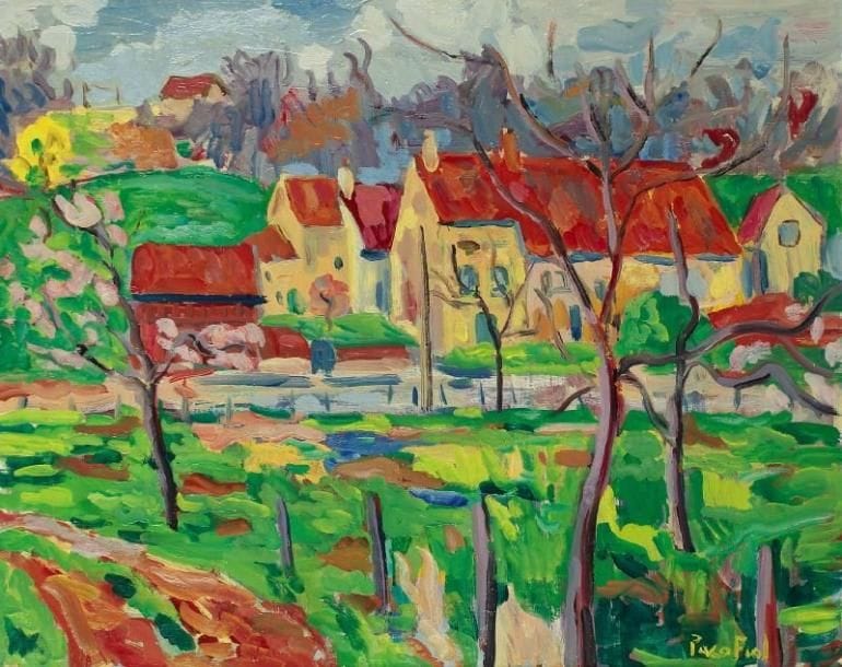 PACO FIOL (né en 1939)
Chez mon grand-père, vers 1980 Huile sur toile. Signée en bas à droite. 65 x 81 cm