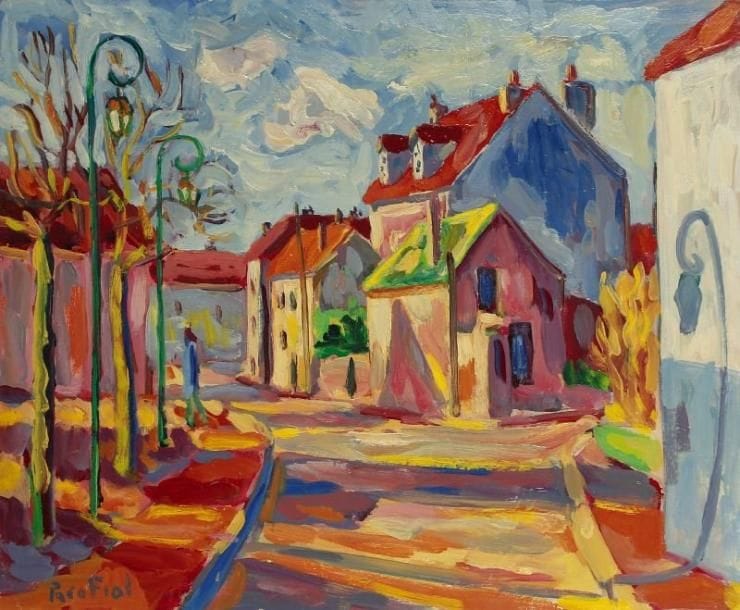 PACO FIOL (né en 1939)
Rue de village, vers 1980 Huile sur toile. Signée en bas à gauche. 46 x 55 cm