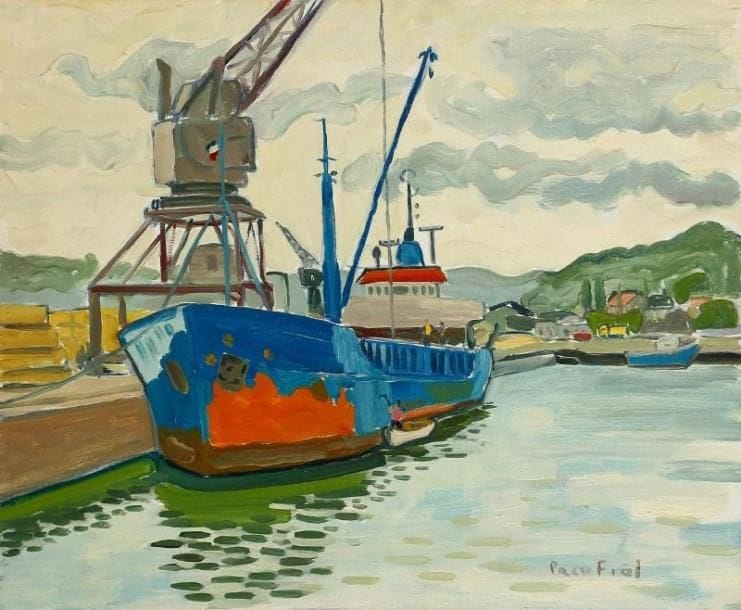 PACO FIOL (né en 1939)
Le port à Honfleur, vers 1980 Huile sur toile. Signée en bas à droite. 50 x 61 cm