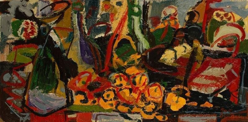 Marc BOUTEAU (né en 1935)
Les fruits, vers 1973 Huile sur toile. Signée en bas à droite. Signée et titrée au dos. Exposition: Salon de Béziers. 30 x 60 cm