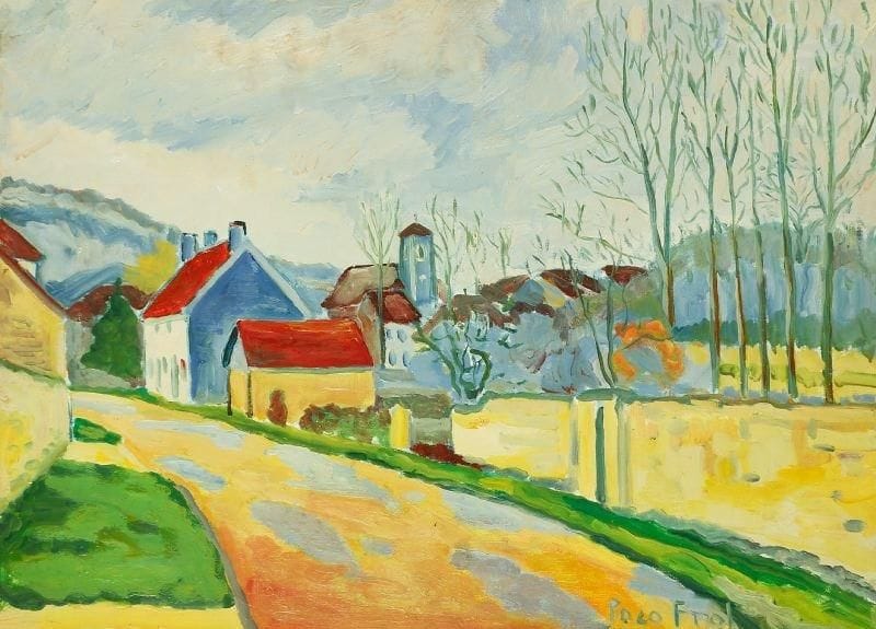 PACO FIOL (né en 1939)
Village dans la Nièvre, vers 1981 Huile sur toile. Signée en bas à droite. 54 x 73 cm
