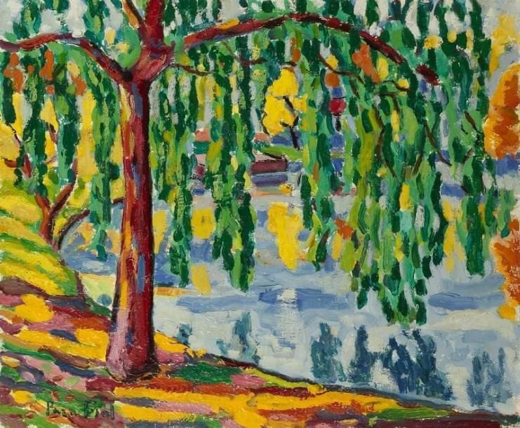 PACO FIOL (né en 1939)
Bord de l'étang, vers 1981 Huile sur toile. Signée en bas à gauche. 54 x 65 cm