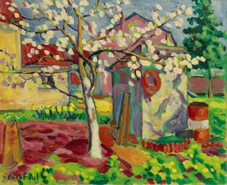 PACO FIOL (né en 1939)
Le printemps, vers 1982 Huile sur toile. Signée en bas à gauche. 50 x 61 cm