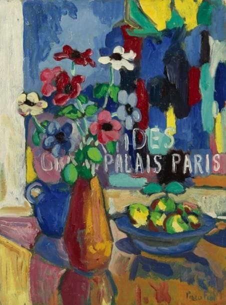 PACO FIOL (né en 1939)
Bouquet d'anémones, vers 1983 Huile sur toile. Signée en bas à droite. Signée au dos. 61 x 46 cm