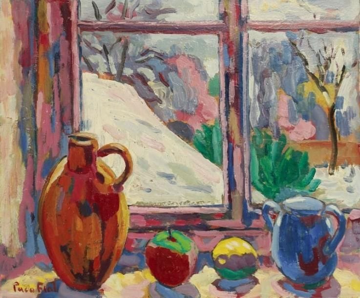 PACO FIOL (né en 1939)
Les deux pommes, vers 1983 Huile sur toile. Signée en bas à gauche. 46 x 55 cm