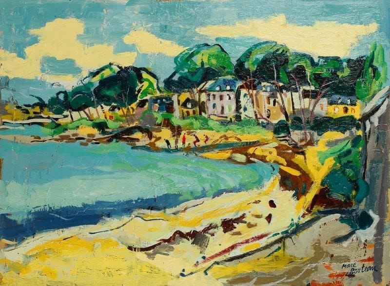 Marc BOUTEAU (né en 1935)
Port-Navalo, vers 1973 Huile sur toile. Signée en bas à droite. Signée au dos. 54 x 73 cm