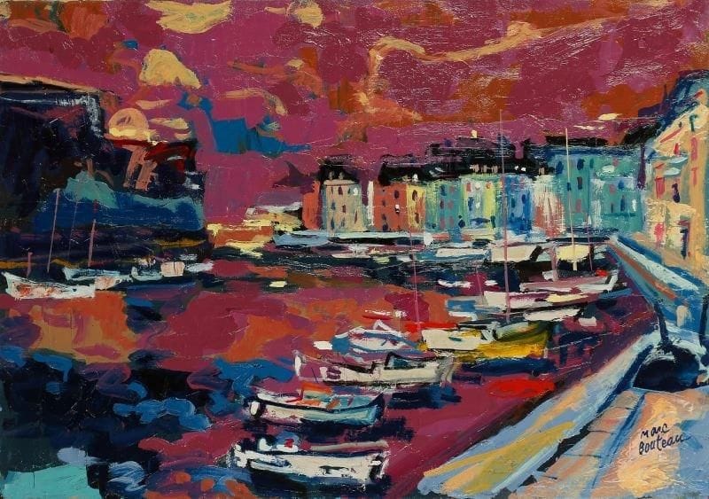 Marc BOUTEAU (né en 1935)
Belle-Ile, vers 1975 Huile sur toile. Signée en bas à droite. Signée au dos. 46 x 65 cm