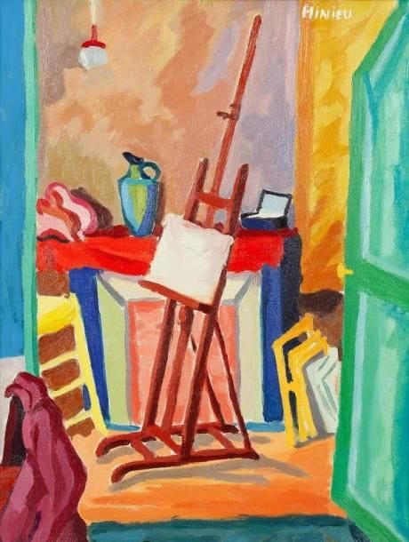 Jean-Paul HINIEU (né en 1942)
Chevalet, vers 1963 Huile sur toile. Signée en haut à droite. 65 x 50 cm