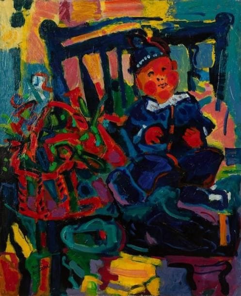 Marc BOUTEAU (né en 1935)
Le petit baigneur, vers 1975 Huile sur toile. Signée en bas à gauche. Signée au dos. 73 x 60 cm