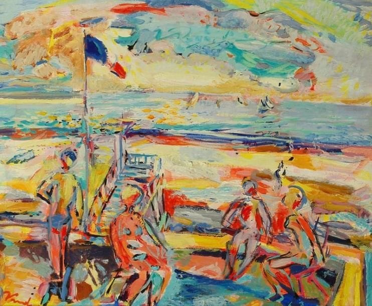 Yves VANDI (né en 1952)
La terrasse à Saint-Adresse Huile sur toile. Signée en bas à gauche. 38 x 46 cm