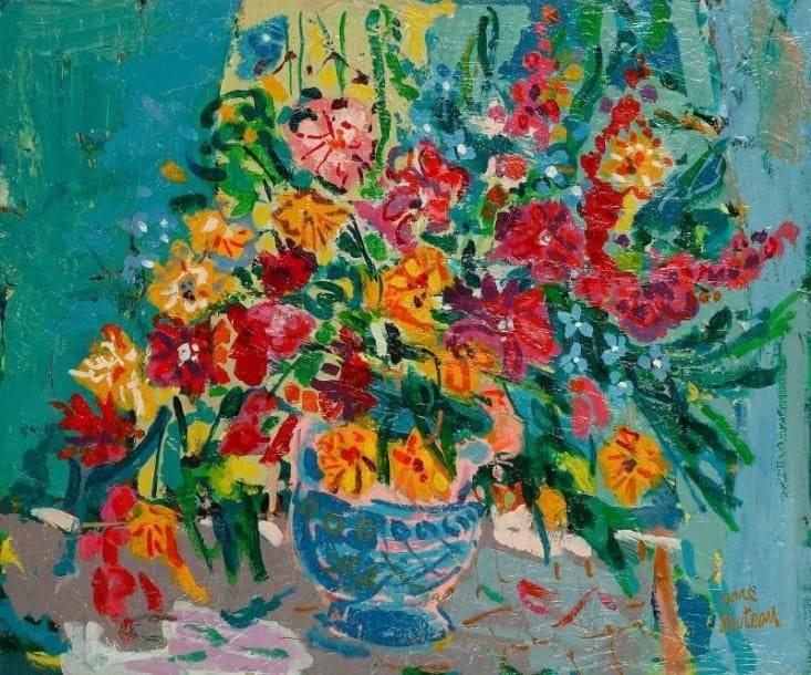 Marc BOUTEAU (né en 1935)
Le bouquet, vers 1978 Huile sur toile. Signée en bas à droite. Signée au dos. 54 x 65 cm