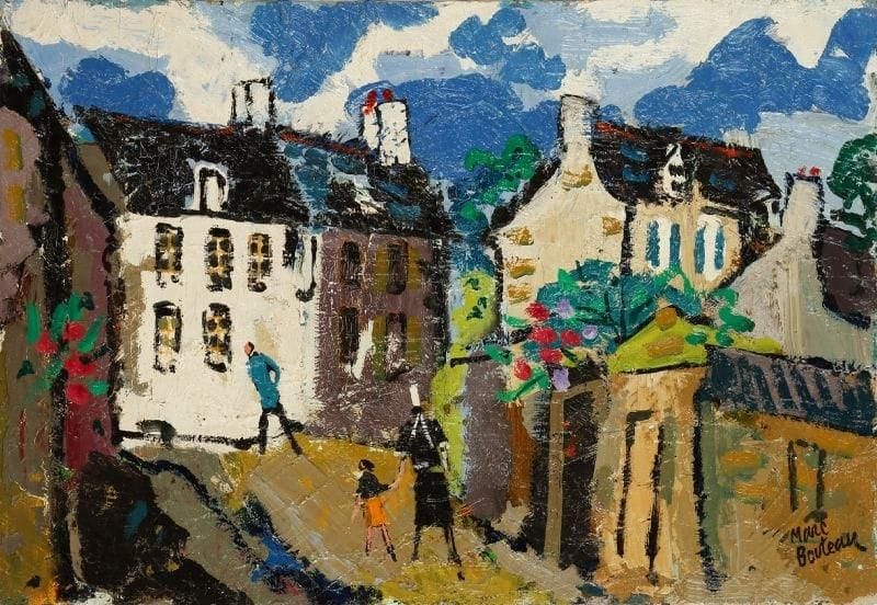 Marc BOUTEAU (né en 1935)
Pont-l'Abbé, vers 1980 Huile sur toile. Signée en bas à droite. Signée au dos. 38 x 55 cm