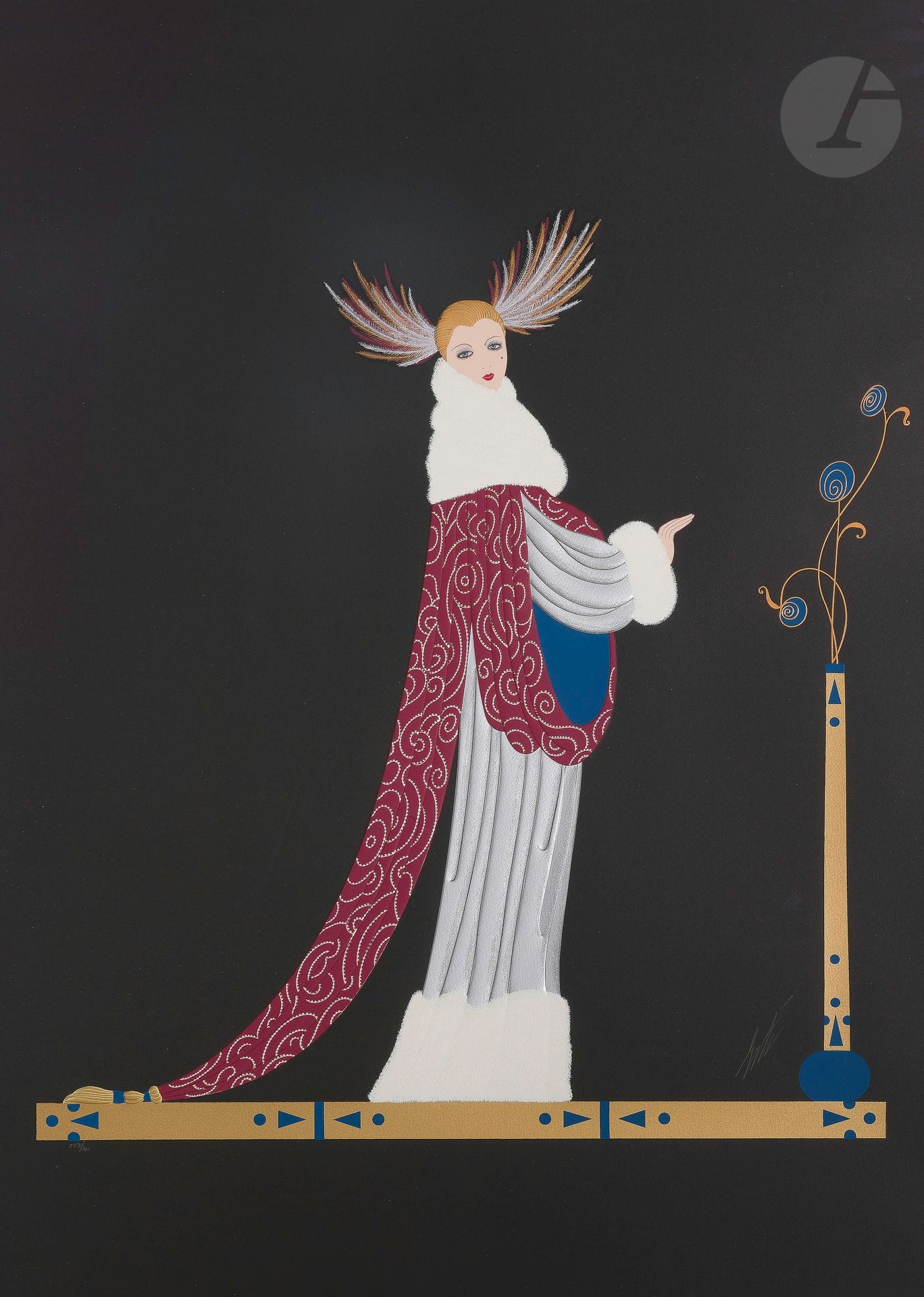Romain de Tirtoff dit ERTÉ (1892-1990)
Femme à l’hermine
Sérigraphie sur papier gaufré.
Signée et numérotée sur 300.
96 x 67 cm

Provenance : 
- Collection Serge Leeman, ayant droit d’Erté.
- Par descendance.