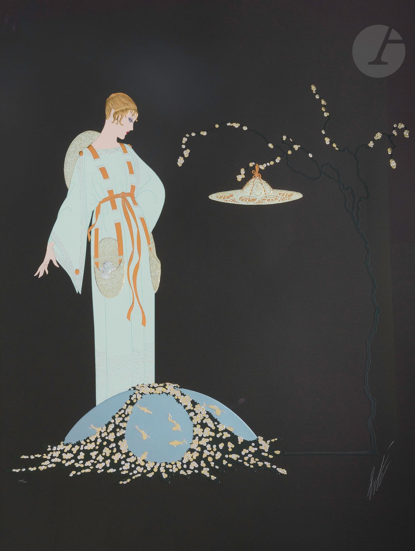 Romain de Tirtoff dit ERTÉ (1892-1990
)Woman with a KimonoSerigraphy
on embossed paper.
Signed and numbered on 300.
92 x 69 cmProvenance

: 
- Serge Leeman collection, Erté's successor.
- By descent.







