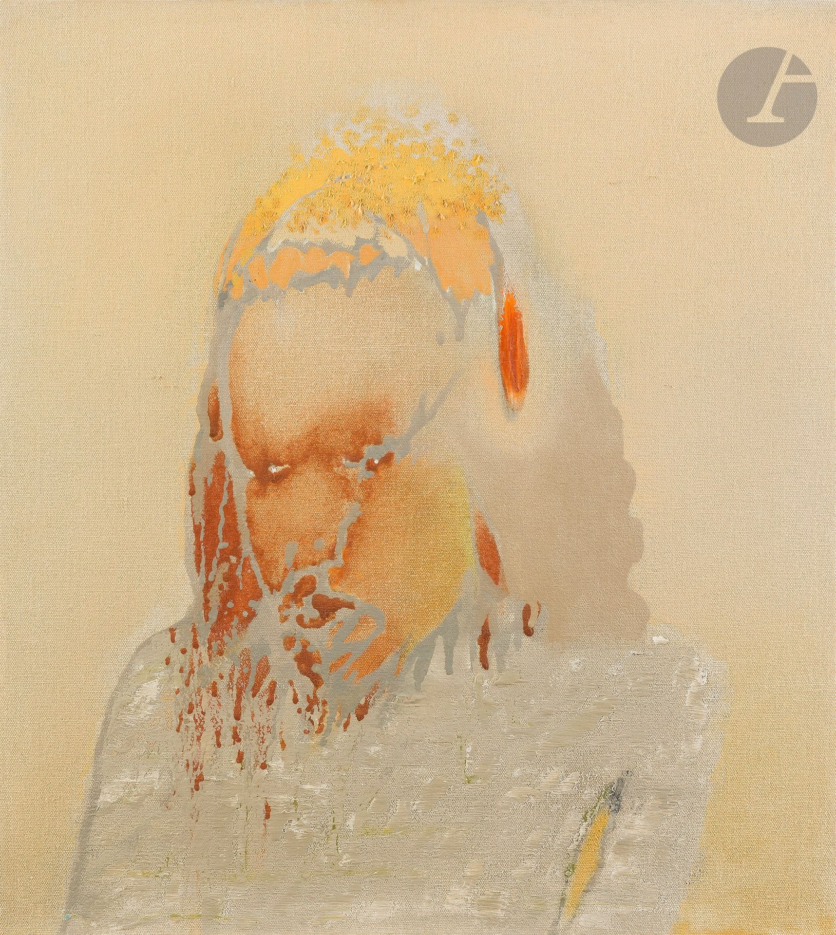 Irving PETLIN [américain] (1934-2018)
Heads.... portrait of a young girl, 1974
Huile sur toile.
Signée et datée au dos.
Titrée sur le châssis.
48 x 43,5 cm

Provenance : 
Documenta, Arte Varia, Palazzo Villanis, Turin (étiquette au dos).