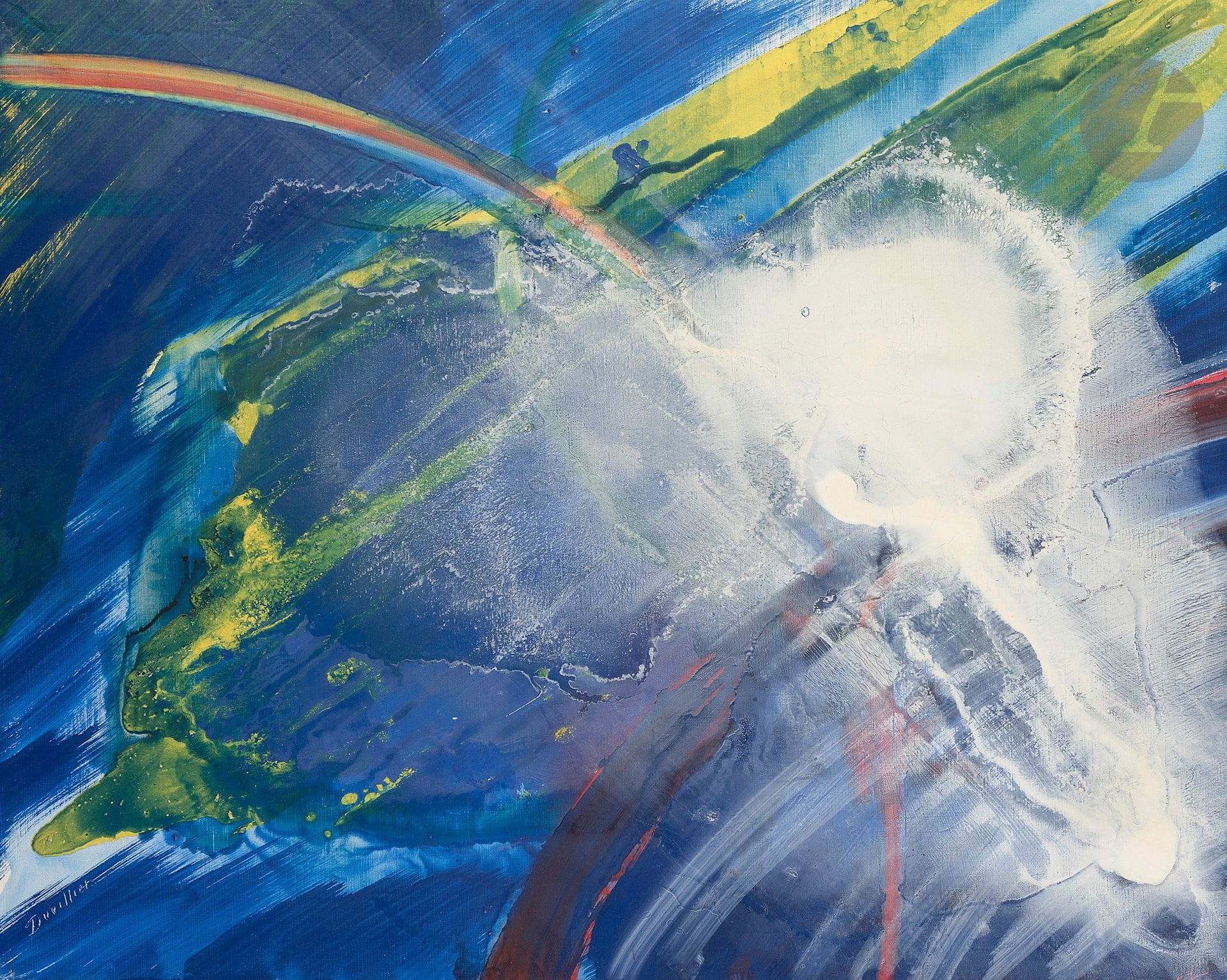René DUVILLIER (1919-2002)
Arc en ciel - Arc en mer, 1990
Huile sur toile.
Signée en bas à gauche.
Signée, datée et titrée au dos.
65 x 81 cm

Provenance : 
Galerie Mostini, Paris (étiquette au dos sur le châssis).
