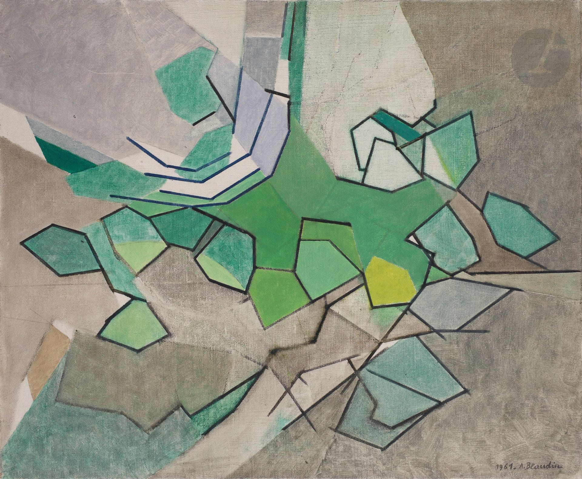 André BEAUDIN (1895-1979)
La Plante rampante, 1961
Huile sur toile.
Signée et datée en bas à droite.
54 x 65 cm

Provenance : 
- Galerie Louise Leiris, Paris (étiquette au dos).
- Collection Joseph Pauly-Groff, Esch-sur-Alzette, Luxembourg (étiquette déchirée au dos).

Exposition : 
Les Collections d’art contemporain du Grand-Duché de Luxembourg, Les Amis du Musée de Verviers, 9 octobre - 4 novembre 1965 (étiquette au dos sur le châssis).