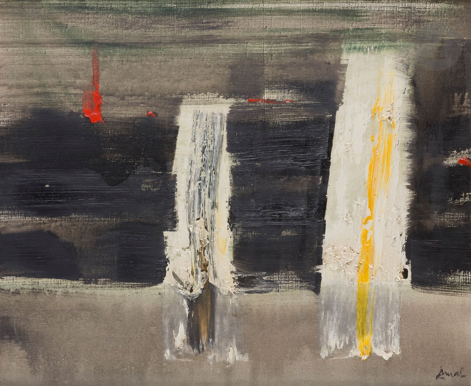 François ARNAL (1924-2012)
Croire en ce qui n’est pas, 1960
Huile sur toile.
Signée en bas à droite.
Signée, datée et titrée au dos.
60 x 73 cm

Provenance : 
- Galerie Bonnier, Genève (étiquette au dos sur le châssis). 
- Galerie Blanche, Stockholm (étiquette au dos sur le montage).