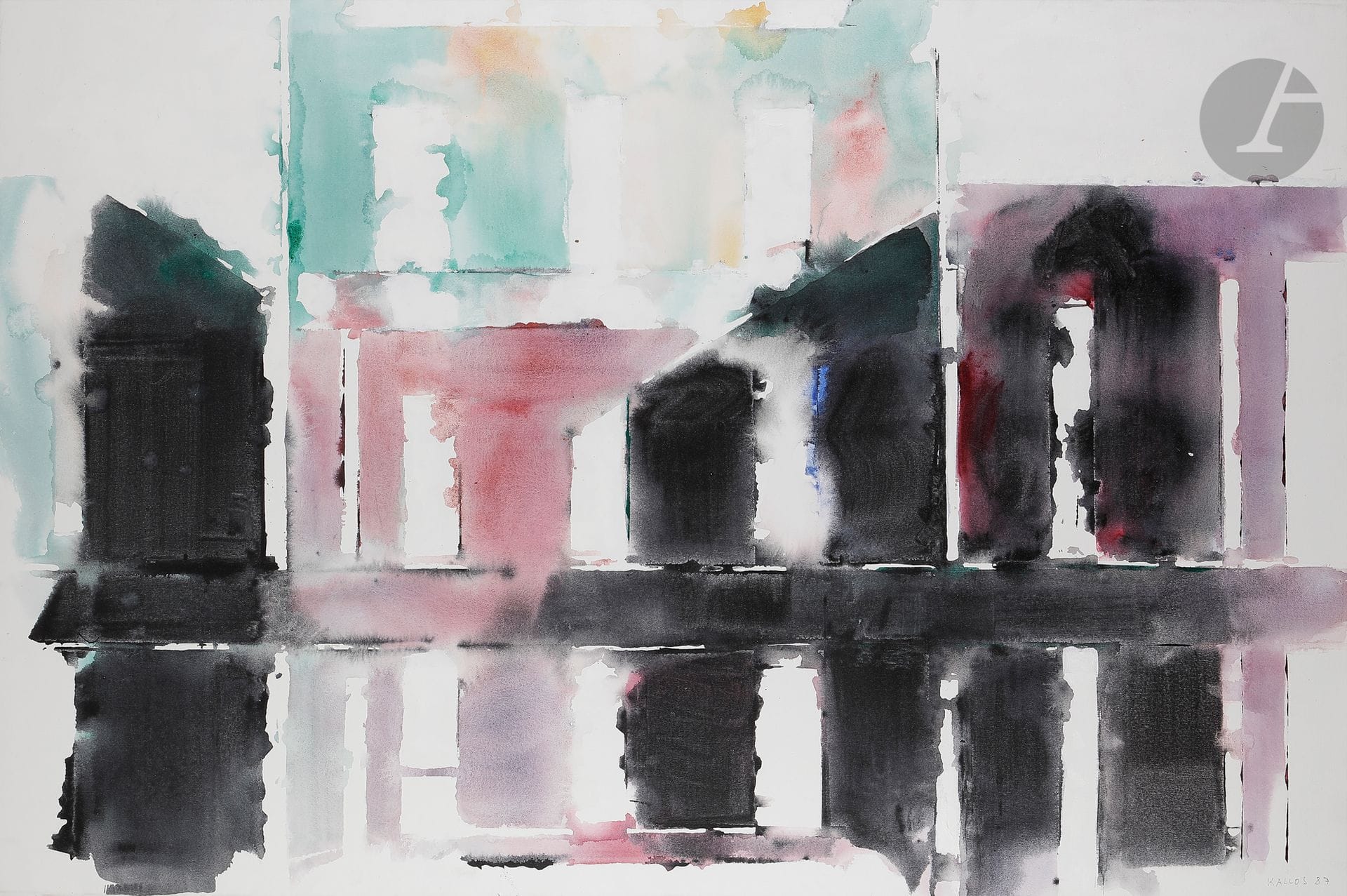 Paul KALLOS [hongrois] (1928-2001)
Les Portes mystérieuses, 1987
Acrylique sur toile.
Signée et datée en bas à droite.
97 x 146 cm

Provenance : 
Atelier de l’artiste.