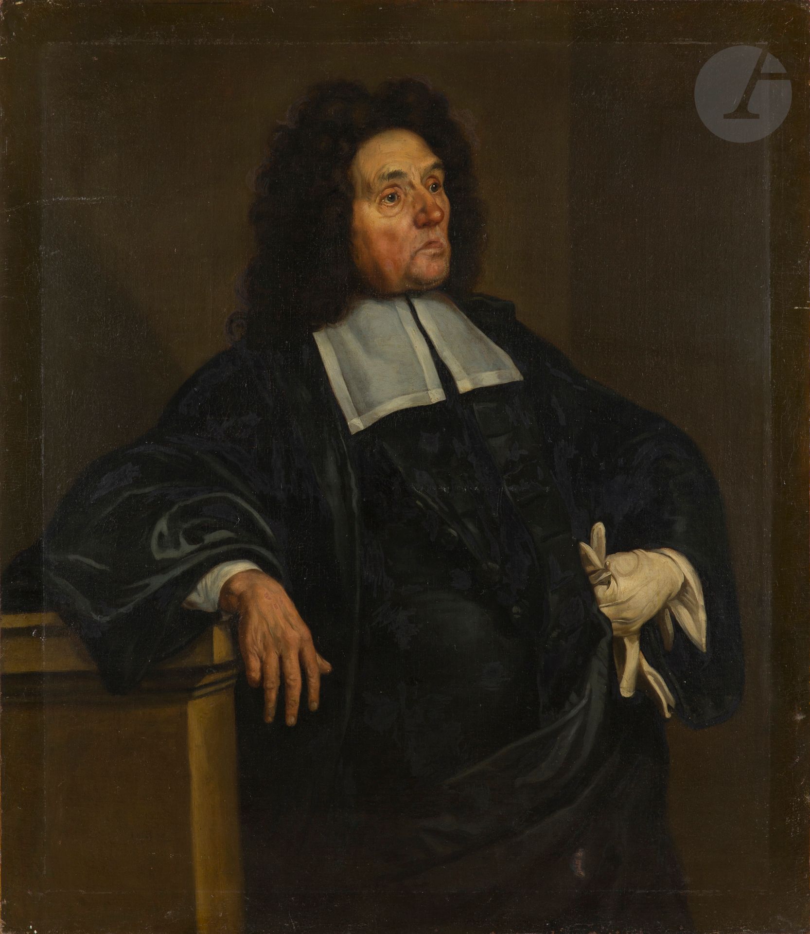 Attribué à François PUGET (1651 - 1707)
Portrait présumé du conseiller d'Aguesseau (1668 - 1751)
Toile d'origine
117,5 x 101 cm
Étiquette au revers de la toile portant le nom du modèle : " Le conseillé d'Aguesseau peint par Philippe de Champaigne "
Étiquette au revers du châssis portant la même mention