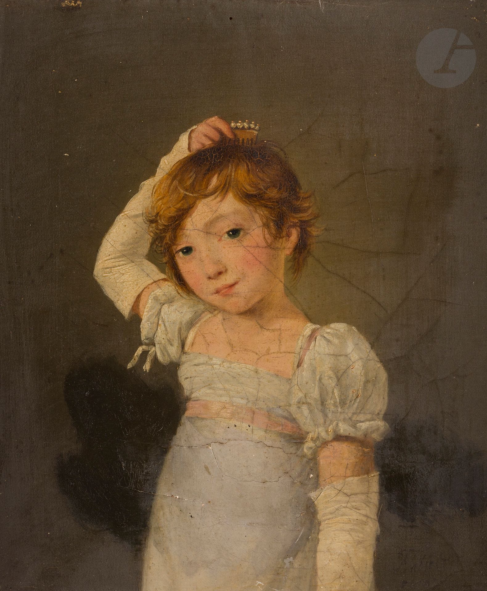 Jean François SABLET ( Morges 1745 - Nantes 1819 )
Young girl hanging a comb on her hair
Original canvas
Signed lower right: "F. Sablet 1807
23,4 x 20,4 cm
(Old restorations and missing parts