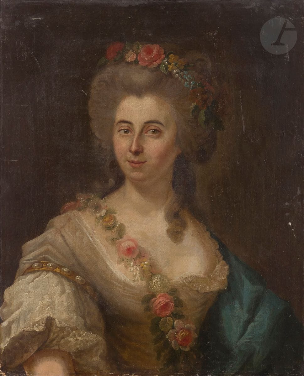 École FRANÇAISE vers 1760
Portrait de femme aux roses
Toile
65 x 54 cm
(Restaurations)