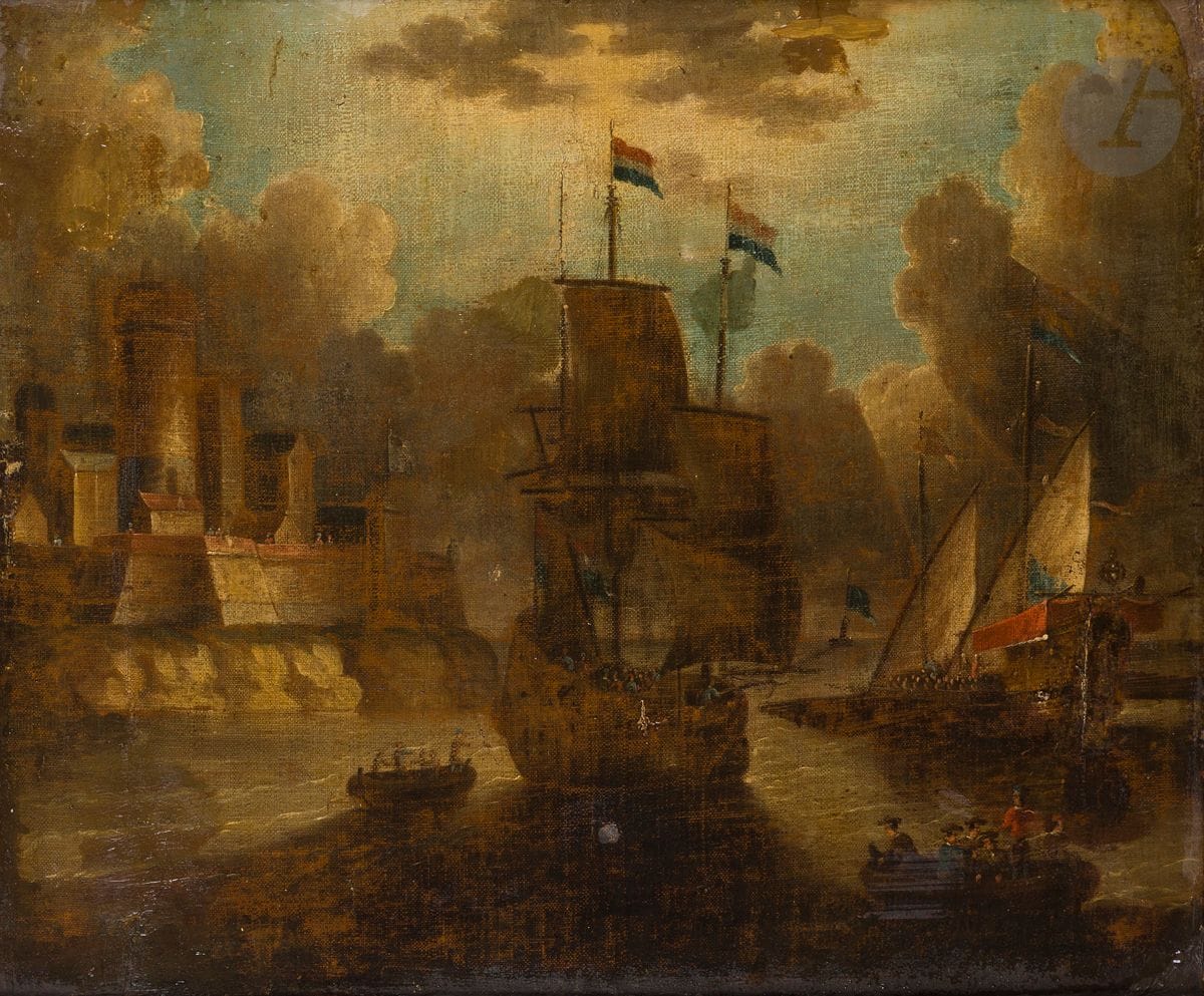École HOLLANDAISE du XVIIe siècle
Marine
Toile
49 x 57,5 cm
(Restaurations)