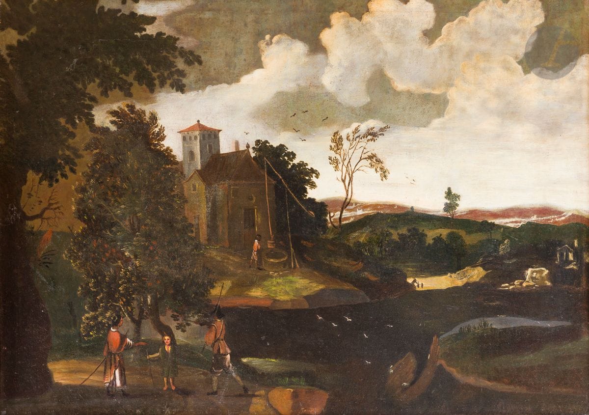 École ITALIENNE du XIXe siècle
Paysans au village
Toile
77 x 112 cm
