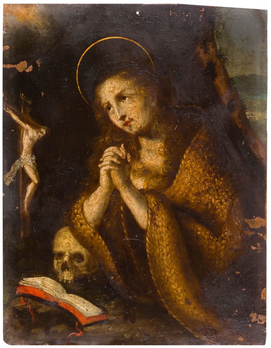 École FLAMANDE du XVIIe siècle
Marie Madeleine en prière
Cuivre
22 x 17 cm